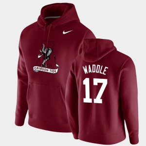 Jaylen Waddle University of Alabama Men's #17 Vintage School Logo Pullover Hoodie - Crimson 186881-386