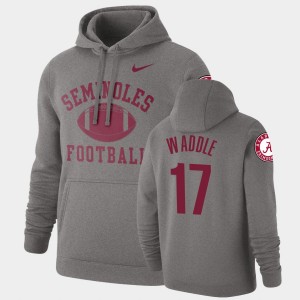 Jaylen Waddle Bama #17 Mens Retro Football Pullover Hoodie - Heathered Gray 616578-477