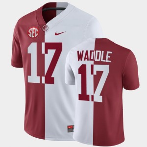 Jaylen Waddle University of Alabama Men's Split #17 Alumni Jersey - White Crimson 444326-992
