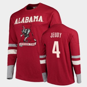 Jerry Jeudy Alabama Men's Old School #4 Football Long Sleeve T-Shirt - Crimson 393440-942