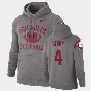 Jerry Jeudy University of Alabama Retro Football #4 Pullover Men's Hoodie - Heathered Gray 366662-549
