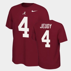 Jerry Jeudy Bama Men #4 Name and Number Name & Number Retro T-Shirt - Crimson 529596-709