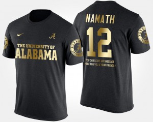 Joe Namath Bama #12 Short Sleeve With Message Men's Gold Limited T-Shirt - Black 502133-487