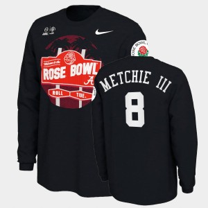 John Metchie III University of Alabama Illustrated Long Sleeve Men's #8 2021 Rose Bowl T-Shirt - Black 430401-835