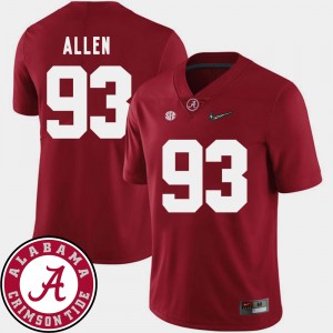 Jonathan Allen Bama 2018 SEC Patch Men's #93 College Football Jersey - Crimson 994986-394