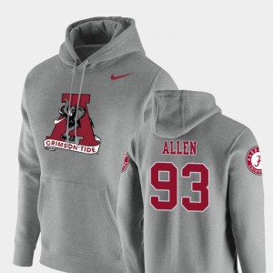 Jonathan Allen Roll Tide #93 Vault Logo Club Men's Pullover Hoodie - Heathered Gray 293265-457
