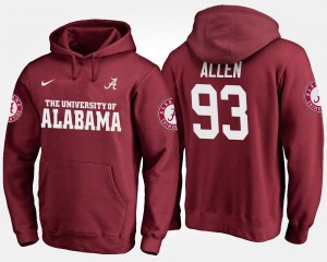 Jonathan Allen University of Alabama Alumni #93 Name and Number Men's Hoodie - Crimson 856293-195