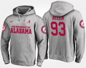 Jonathan Allen University of Alabama NCAA Name and Number Mens #93 Hoodie - Gray 982845-428