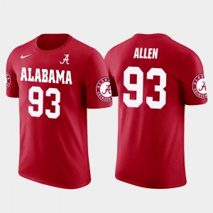 Jonathan Allen Bama Washington skins Football Future Stars Mens #93 T-Shirt - Red 871147-418