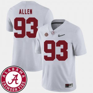 Jonathan Allen Alabama Crimson Tide College Football 2018 SEC Patch #93 Men Jerseys - White 678600-177