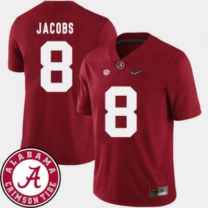 Josh Jacobs Bama 2018 SEC Patch College Football #8 Men's Jerseys - Crimson 605696-570