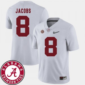Josh Jacobs Bama #8 College Football 2018 SEC Patch Men Jerseys - White 805265-573