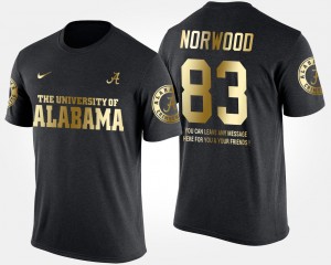 Kevin Norwood University of Alabama Gold Limited Mens Short Sleeve With Message #83 T-Shirt - Black 727014-691
