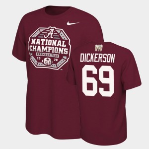 Landon Dickerson Alabama Crimson Tide #69 2020 National Champions 3X CFP Men T-Shirt - Crimson 123821-245