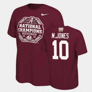 Mac Jones The Tide Mens #10 2020 National Champions 3X CFP T-Shirt - Crimson 682286-872