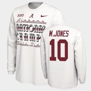 Mac Jones Roll Tide Mens #10 Long Sleeve 2020 National Champions T-Shirt - White 883853-571