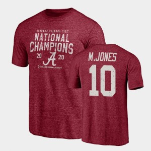 Mac Jones Alabama Tri-Blend #10 Men 2020 National Champions T-Shirt - Crimson 745364-693