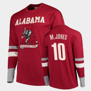 Mac Jones Alabama #10 Football Long Sleeve Mens Old School T-Shirt - Crimson 379026-863