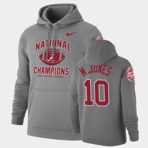 Mac Jones Alabama Retro Pullover 2020 National Champions Men's #10 Hoodie - Heathered Gray 364309-849