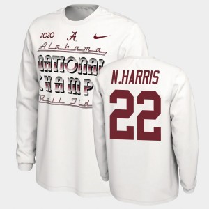 Najee Harris Crimson #22 Men's 2020 National Champions Long Sleeve T-Shirt - White 186848-587
