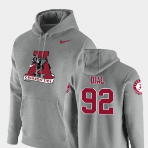 Quinton Dial Roll Tide Vault Logo Club #92 Pullover Mens Hoodie - Heathered Gray 331347-567