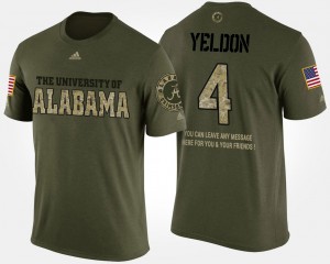 T.J. Yeldon Roll Tide #4 Military Mens Short Sleeve With Message T-Shirt - Camo 497426-854