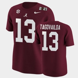 Tua Tagovailoa Bama #13 Mens Game 2020 National Champions T-Shirt - Crimson 778559-713