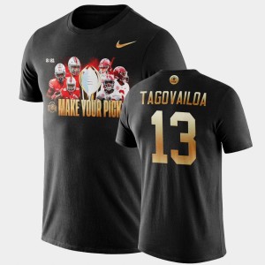 Tua Tagovailoa Alabama Crimson Tide #13 2021 National Championship Make Your Pick Matchup Men's T-Shirt - Black 241840-589