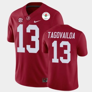 Tua Tagovailoa Roll Tide College Football #13 Mens 2021 Rose Bowl Jerseys - Crimson 932361-537