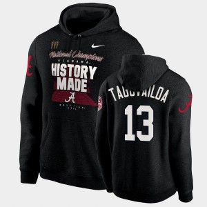 Tua Tagovailoa Alabama History Made Pullover 2020 National Champions #13 Mens Hoodie - Black 805528-931