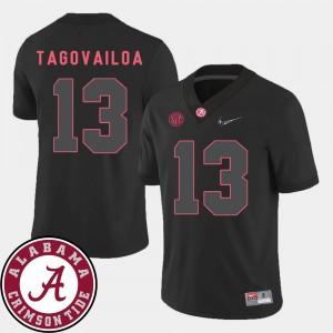 Tua Tagovailoa The Tide College Football #13 2018 SEC Patch Mens Jersey - Black 732122-281