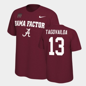Tua Tagovailoa Crimson Mantra #13 Men College Football T-Shirt - Crimson 914442-568
