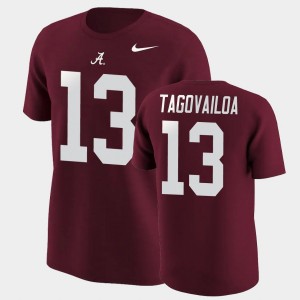 Tua Tagovailoa Bama Men's College Football Name & Number #13 T-Shirt - Crimson 647109-671