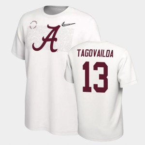 Tua Tagovailoa Crimson Playoff College Football #13 Men's T-Shirt - White 937464-871