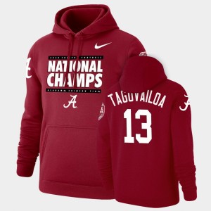 Tua Tagovailoa Alabama Crimson Tide #13 Pullover 2020 National Champions Men's Hoodie - Crimson 179245-625