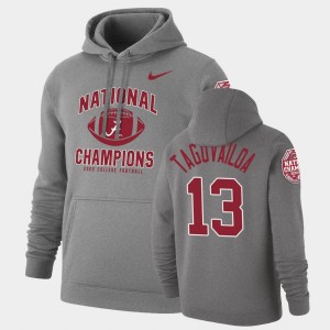 Tua Tagovailoa Bama Men #13 2020 National Champions Retro Pullover Hoodie - Heathered Gray 944862-318