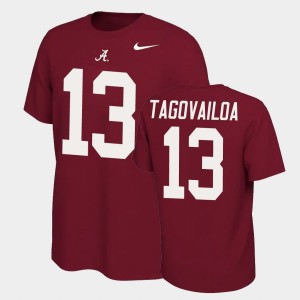 Tua Tagovailoa University of Alabama #13 Men's Name & Number Retro Name and Number T-Shirt - Crimson 390242-383