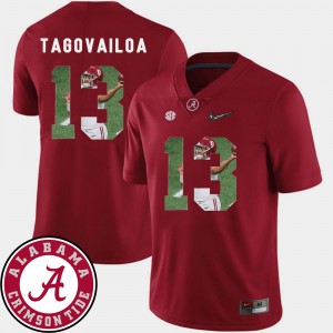 Tua Tagovailoa Alabama Mens Pictorial Fashion #13 Football Jersey - Crimson 479415-561