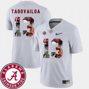 Tua Tagovailoa Roll Tide Pictorial Fashion Football Mens #13 Jersey - White 483102-406