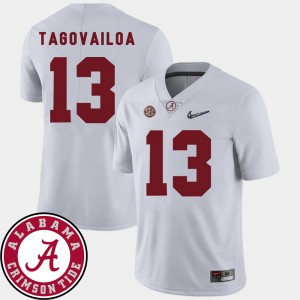 Tua Tagovailoa Crimson #13 2018 SEC Patch College Football Men's Jersey - White 940746-146