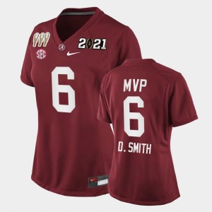 DeVonta Smith University of Alabama Special Edition #6 3X CFP National Championship Women Jersey - Crimson 234791-746