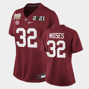 Dylan Moses Alabama Special Edition 3X CFP National Championship #32 Womens Jerseys - Crimson 736353-884