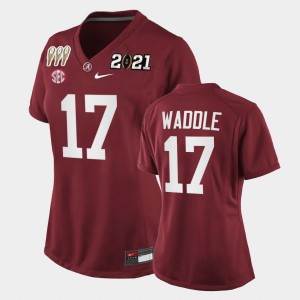 Jaylen Waddle Bama #17 Womens 3X CFP National Championship Special Edition Jerseys - Crimson 477757-749