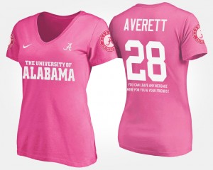 Anthony Averett Crimson With Message #28 Name and Number Womens T-Shirt - Pink 675445-294
