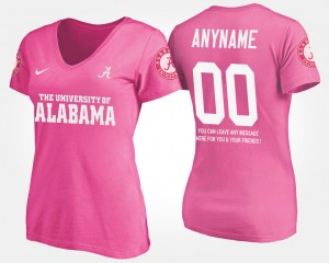 Custom Bama #00 T-shirt With Message Women's Name and Number T-Shirt - Pink 819624-970
