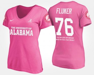 D.J. Fluker Crimson Womens Name and Number With Message #76 T-Shirt - Pink 708393-830