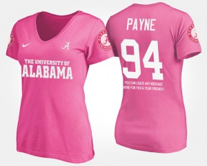 Da'Ron Payne Bama With Message #94 Womens Name and Number T-Shirt - Pink 763584-529