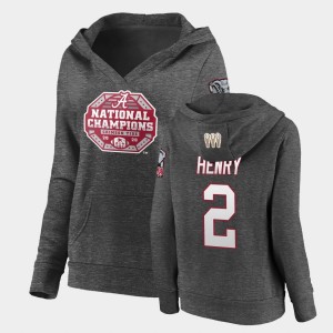 Derrick Henry Alabama Crimson Tide 2020 National Champions Pullover V-Neck Women #2 Hoodie - Charcoal 287090-586