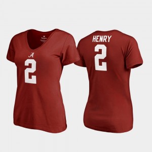 Derrick Henry Bama #2 College Legends V-Neck Womens T-Shirt - Crimson 304849-157