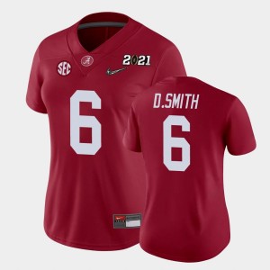 DeVonta Smith Bama 2021 National Championship #6 Womens College Football Jersey - Crimson 131738-810